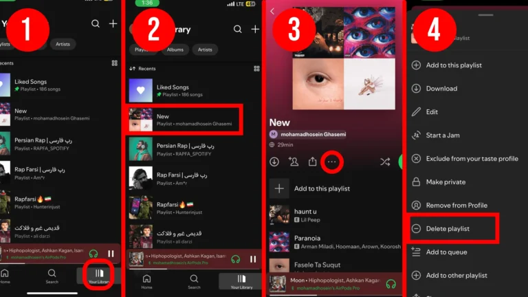 نحوه حذف پلی لیست در اسپاتیفای (موبایل)