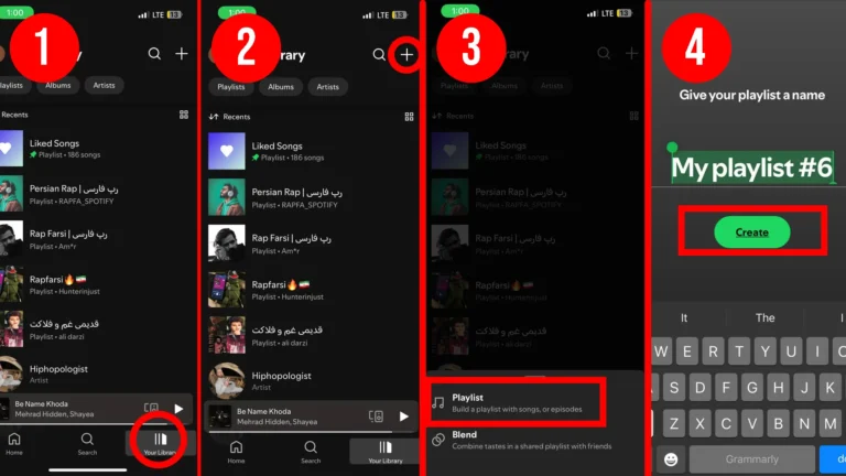 نحوه ساخت پلی لیست در اسپاتیفای (موبایل)