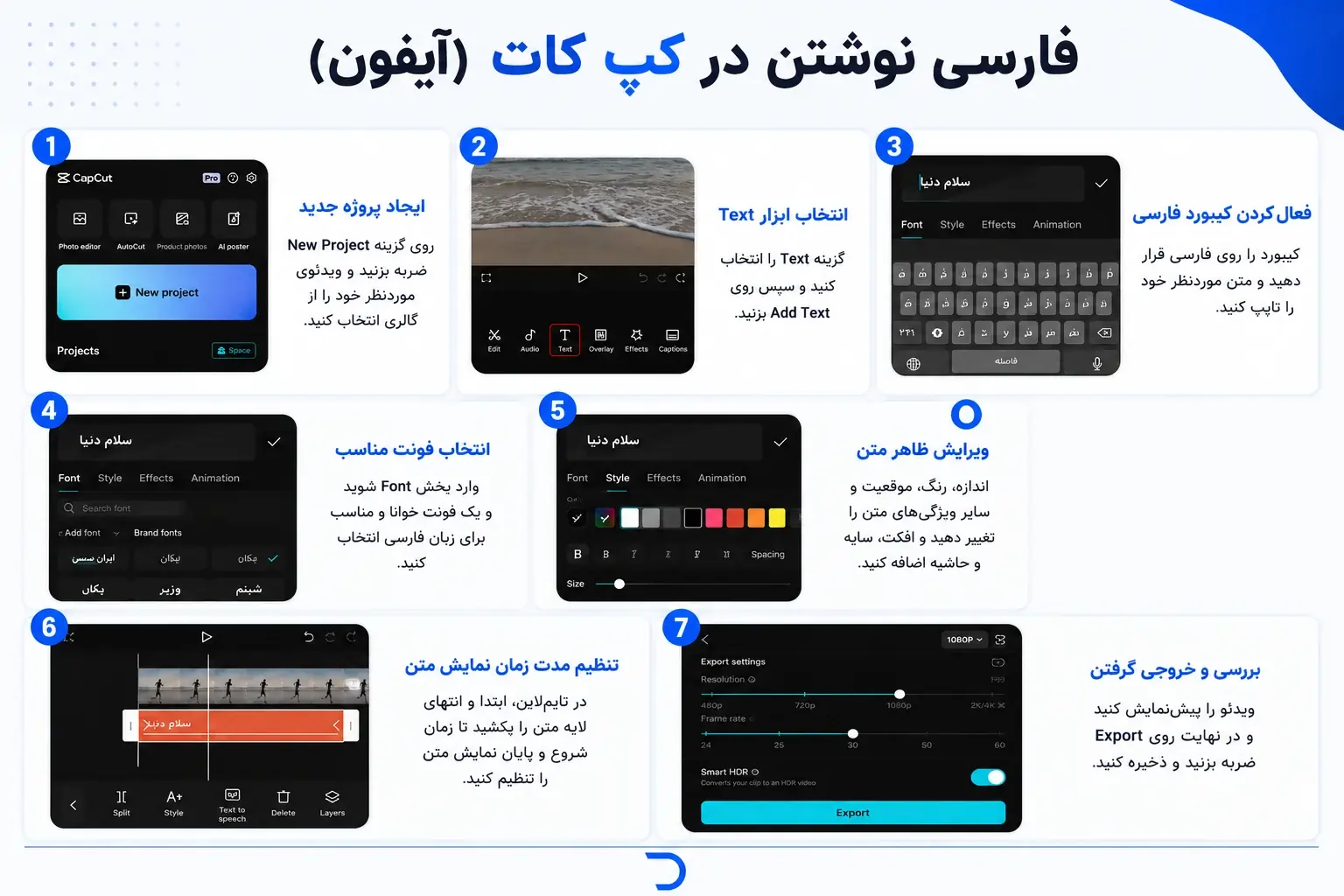فارسی نوشتن در کپ کات آیفون