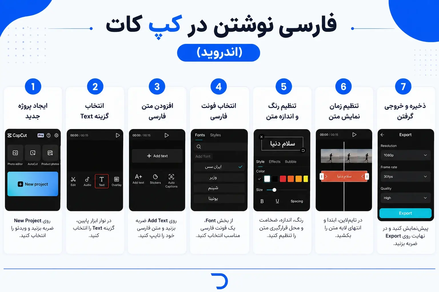 فارسی نوشتن در کپ کات اندروید