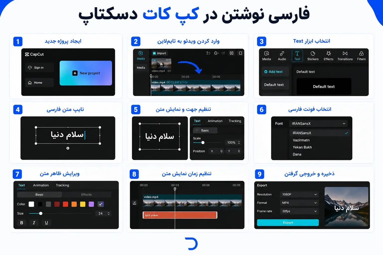 فارسی نوشتن در کپ کات ویندوز