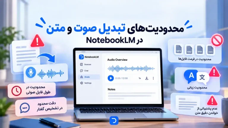 محدودیت‌های تبدیل صوت و متن در NotebookLM​